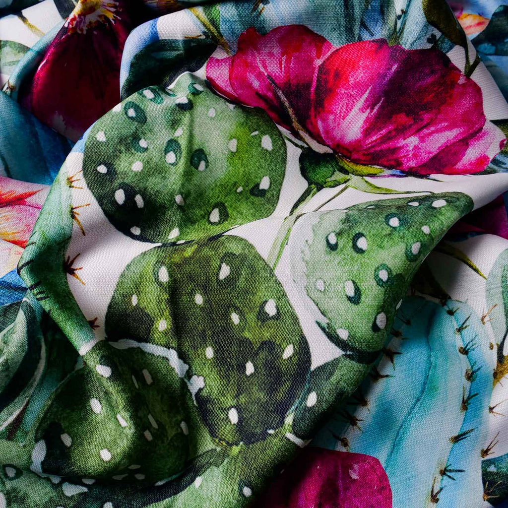 Tovaglia decori Cactus e Fiori Fucsia