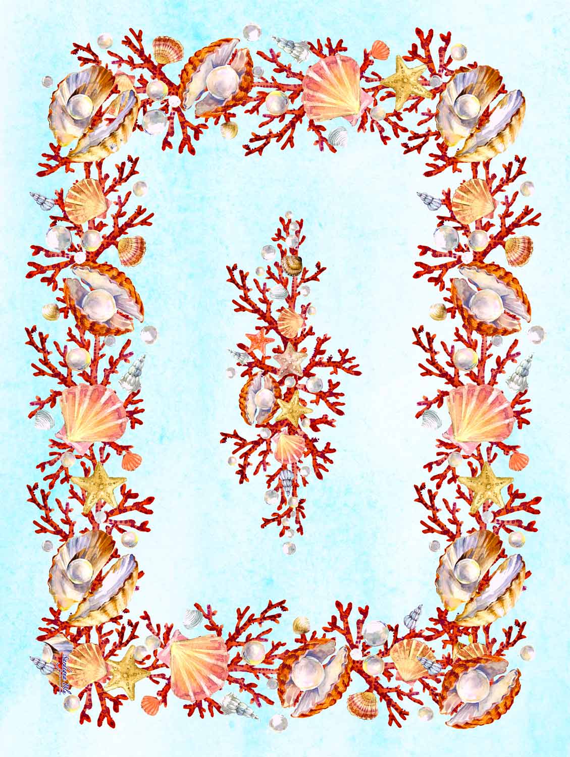 Tovaglia decoro Coralli e Perle