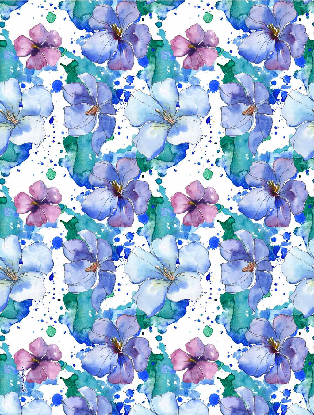 Tovaglia decoro Fiori Bluette