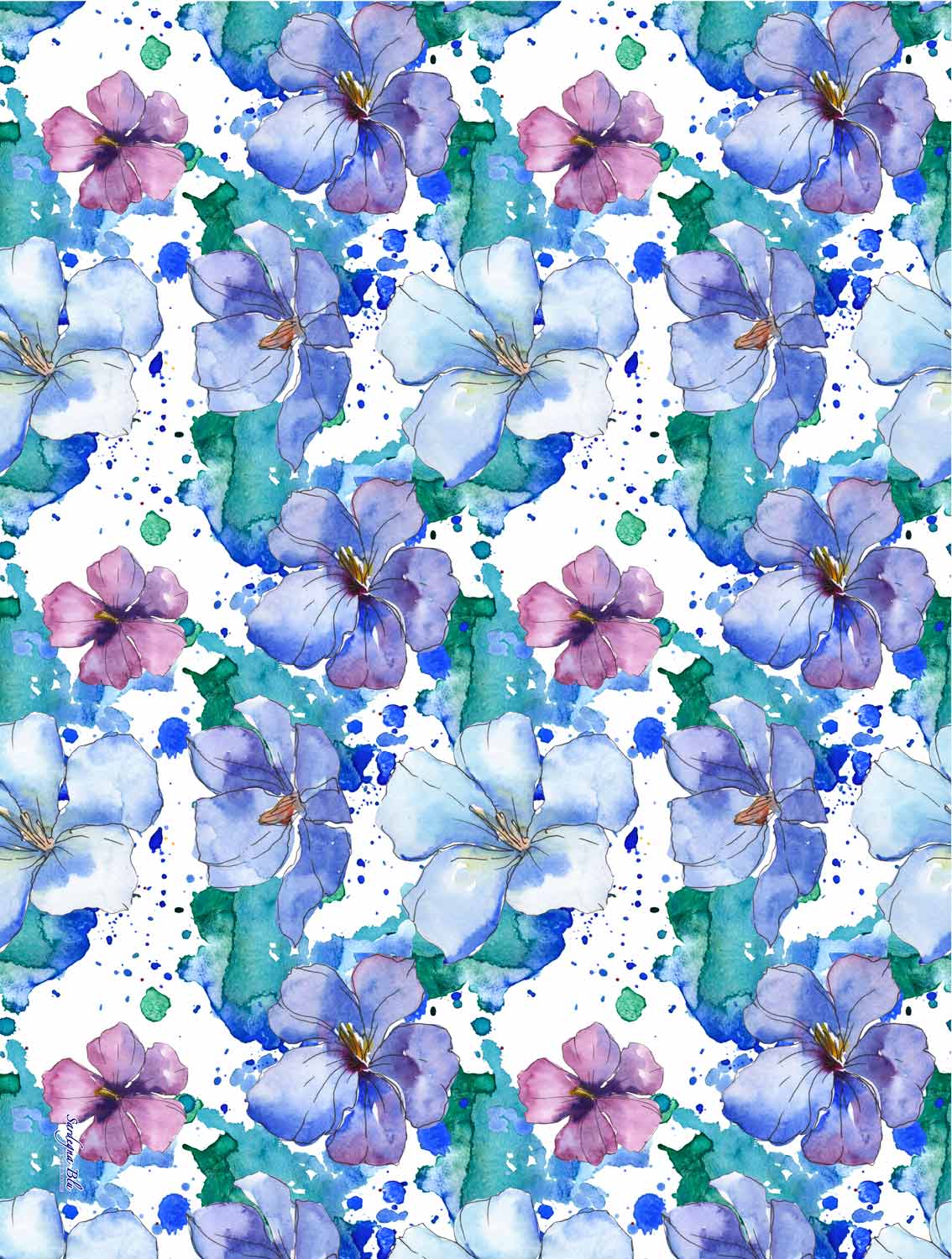 Tovaglia decoro Fiori Bluette